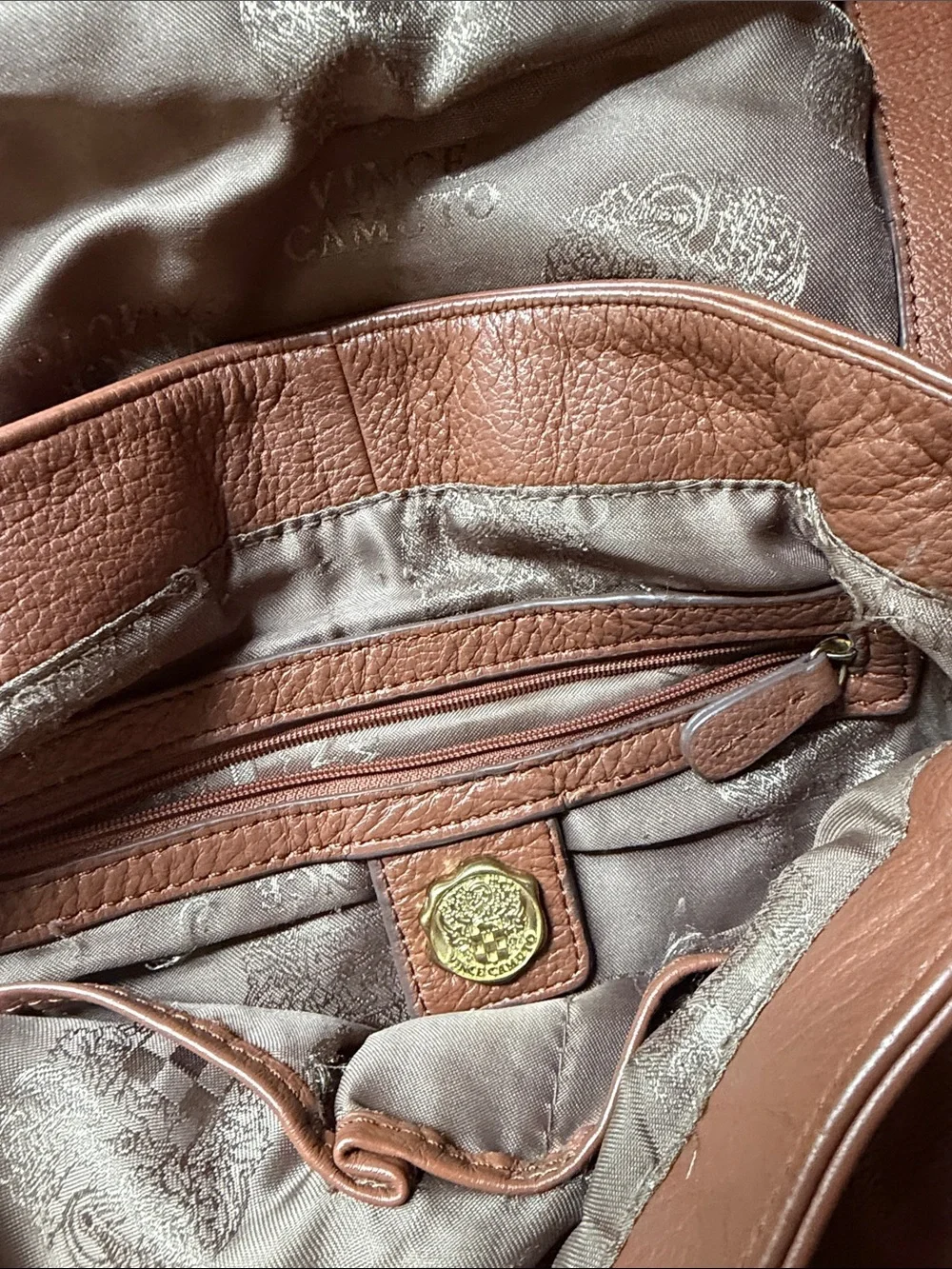 Vince Camuto Brown Leather Buckle Crossbody Bag
